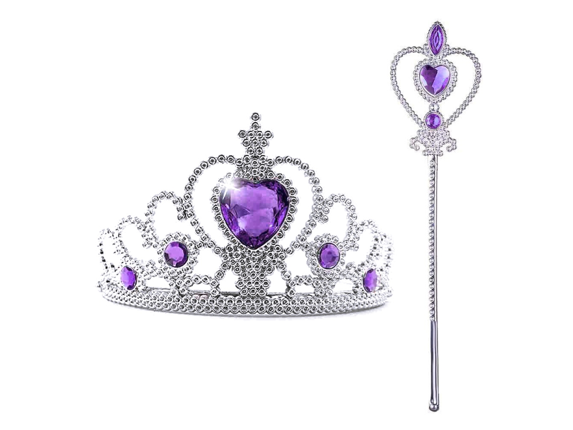 Rebe-conjunto De Corona Y Varita De Princesa: Accesorios Con Brillo Para Niñas Pequeñas