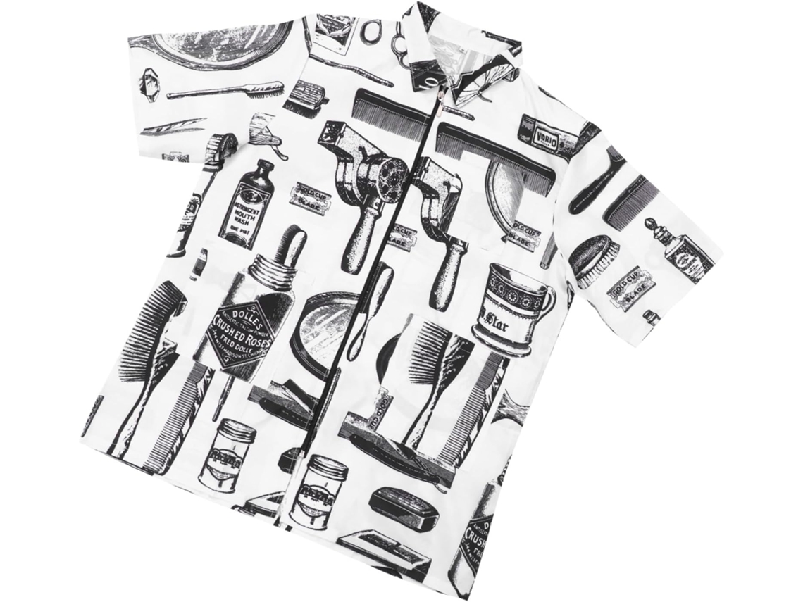 Blusa Branca De Manga Curta Para Cabeleireiro, Tamanho G, Uniforme De Trabalho Para Cabeleireiro