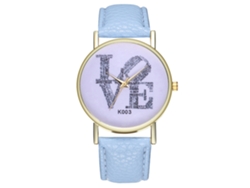 Reloj De Pareja Moda Love Hombre Mujer Cuarzo Correa De Cuero Azul Claro