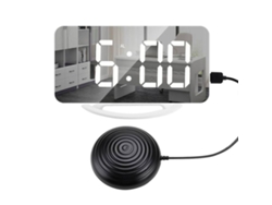 KOFIHETY Elegante reloj digital con pantalla de espejo, reloj LED grande con espejo, brillo ajustable y dos puertos de carga USB para una alimentación convenie