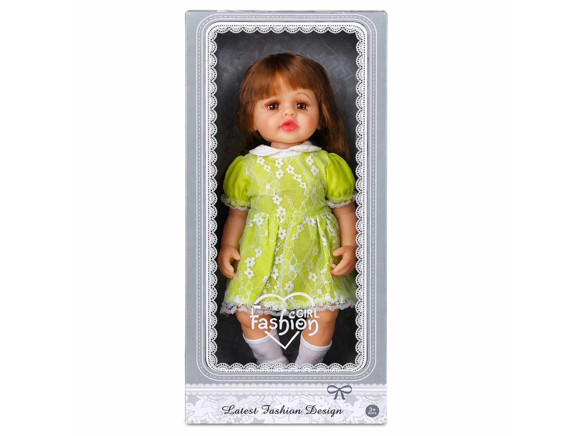 Boneca Em Pé Fashion Girl - Vestido Verde Bk Tx065001 Multicores