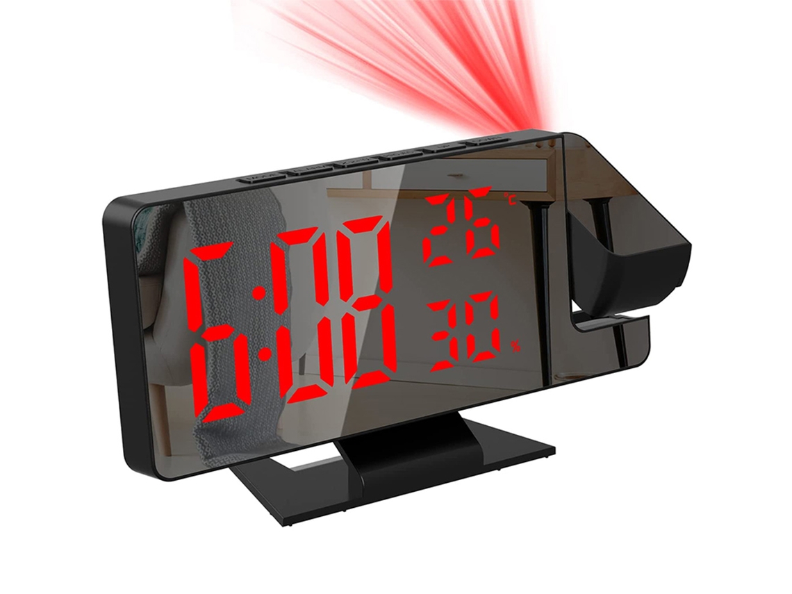 Reloj de proyección para dormitorio, USB, temperatura, humedad, repetición NEVEANCE