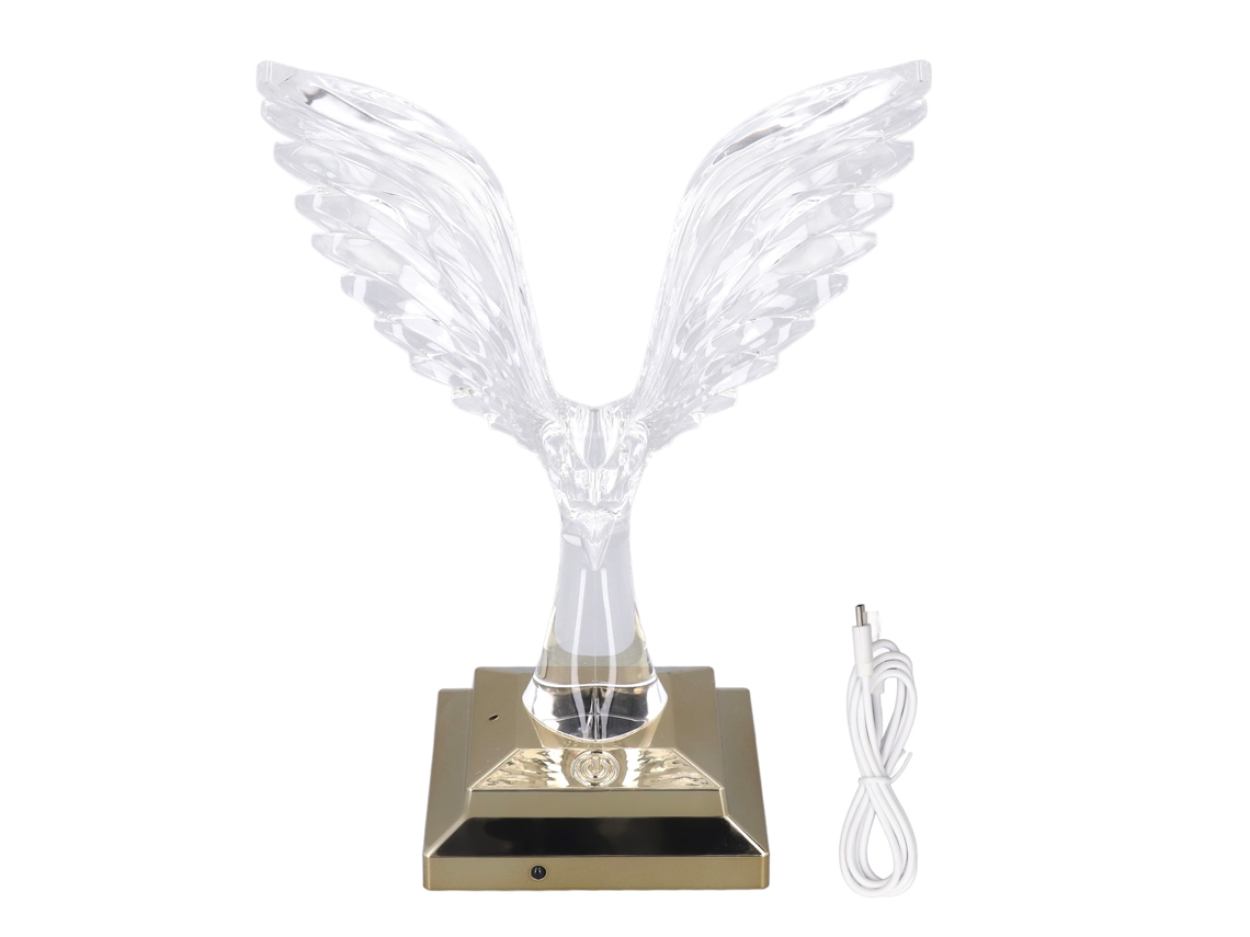 Lámpara De Mesa Inalámbrica Crystal Eagle Rgb Con Control Táctil Y Remoto, Led Recargable Decorativa