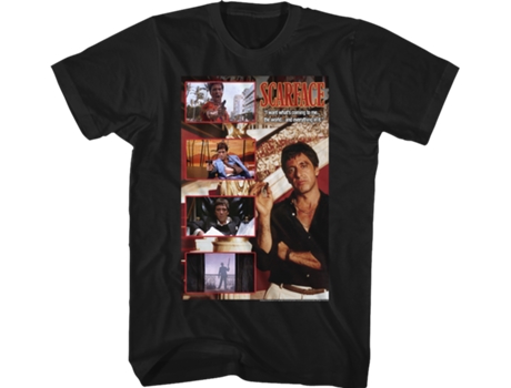 Camiseta Unisexo DEEPSTONE I Want What's Coming To Me Scarface Negro (XXL)