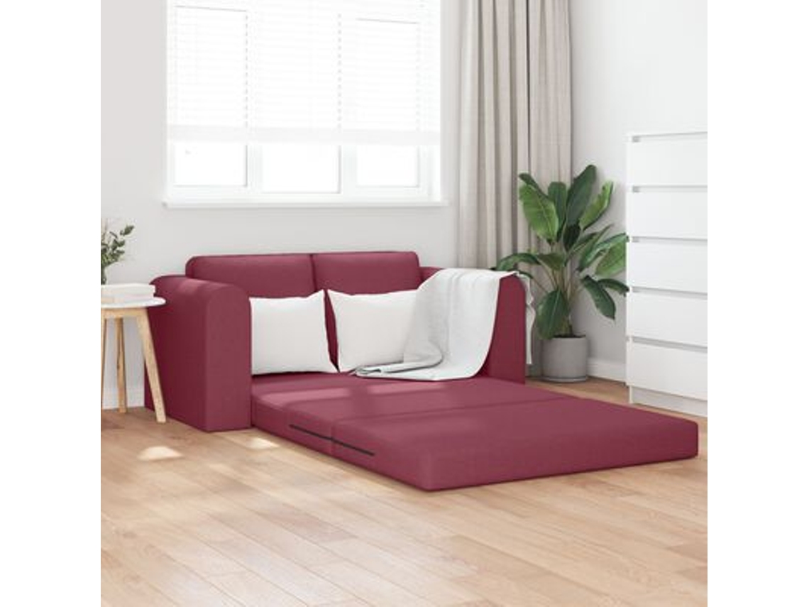 Sofá cama de suelo 2 en 1, color rojo vino, 148 x 71 x 83 cm, tela WSD629712