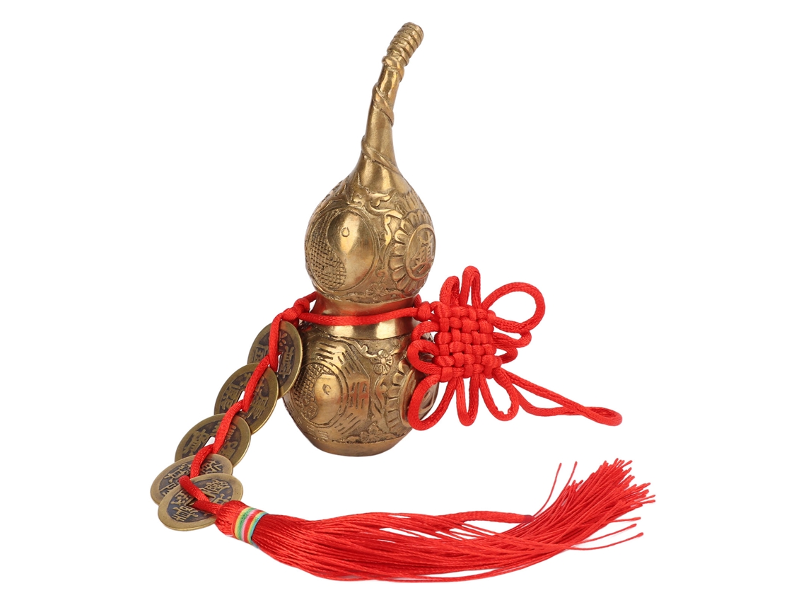 Calabaza Decorativa Pequeña Hecha A Mano De Latón Para Oficina Y Hogar Con Símbolo De Buena Suerte
