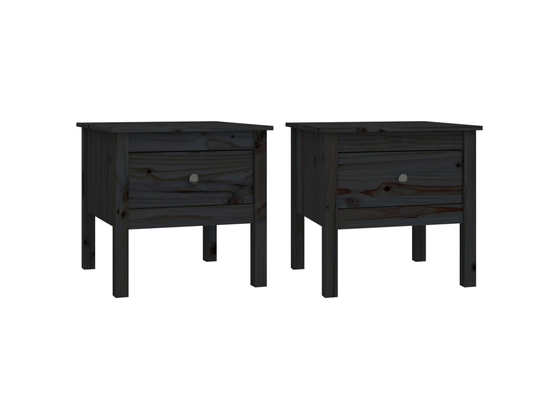 Juego de 2 mesas auxiliares de madera maciza de pino negro MAISON EXCLUSIVE (50x50x49 cm)
