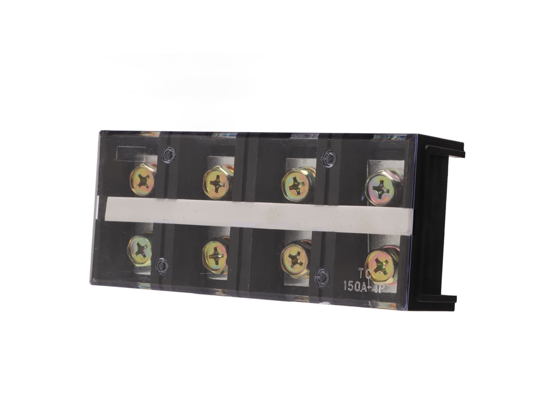 Barrera De Cable Terminal Strip 150a 600v Doble Fila Con Tapa Transparente 4 Posiciones Para Iluminación Puente