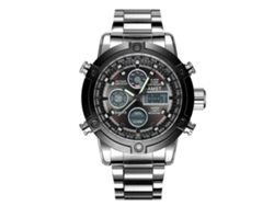 Reloj De Pulsera Analógico De Cuarzo Para Hombre Con Correa De Acero Inoxidable Y Funciones Led.
