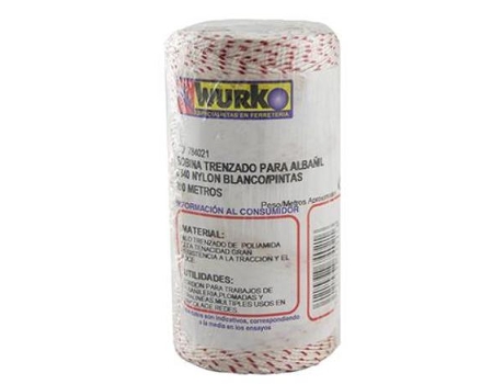 Cuerda linea nylon blanco/rojo rollo 100m