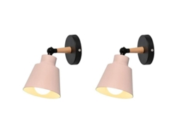 2026-41174-lámpara De Pared Nórdica Macaron E27 Moderna Regulable Para Dormitorio Sala De Estar Lectura (rosado-2un)