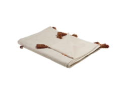 Manta Decorativa Crema de Algodón BELIANI Y Naranja 130X180 Cm Khandwa