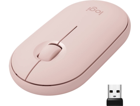 Ratón LOGITECH M350 Pebble (Bluetooth - Regular - 1000 dpi - Rosa)