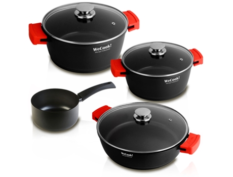 Baterías de Cocina WECOOK (20-24-28 cm - Aluminio fundido - Negro)