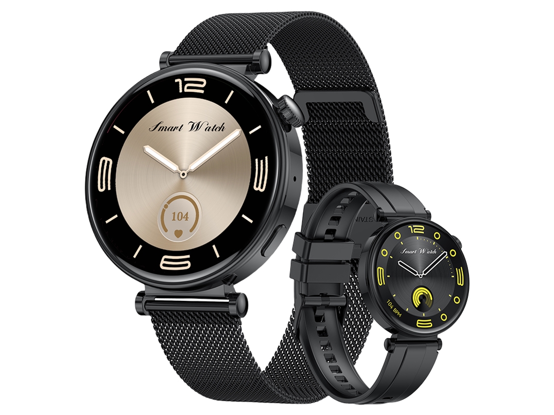 Smartwatch, pantalla AMOLED de 1,32 pulgadas (correa de acero negra)