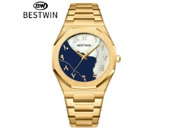 Reloj De Hombre (dorado Y Azul) Con Esfera De Concha