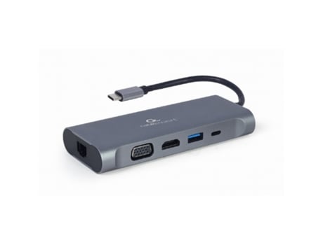 ADAPTADOR MULTIP GEMBIRD USBC 7EN1 HUB3.0,HDMI,VGA,PD,LECTOR TARJETAS,AUDIOGRIS