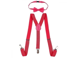 2026-corbata De Moño Y Tirantes Elásticos Ajustables Para Niños Vjm 85 Cm (12-16 Años) Rosa Intenso
