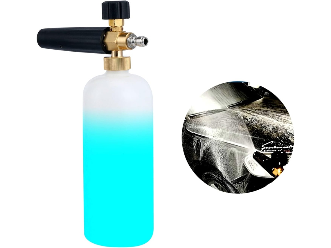 Botella de espuma de nieve de 1 l para limpieza de automóviles con conexión rápida de 1/4