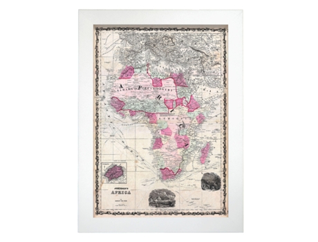 Póster NACNIC Geográficos en Estilo Vintage. Mapa de África de 1862. Ilustraciones de Antiguos Mapamundis en Tonos Sepia. Tamaño A3, Sin Marco.