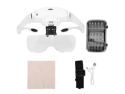 Lupa Frontal Recargable Con 2 Luces Led Ajustables Y 5 Lentes Intercambiables Para Lectura, Cirugía Y Costura.