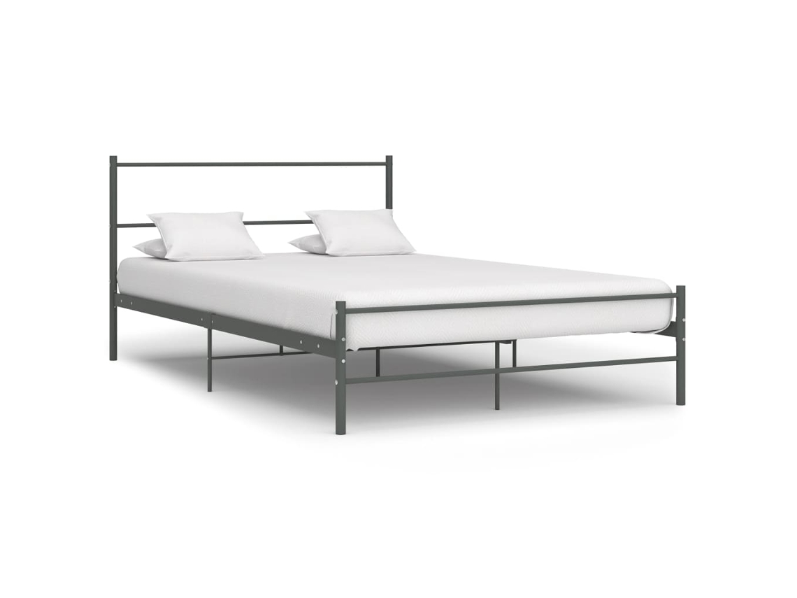 Estructura De Cama Sin Colchón Metal Gris 120x200 Cm
