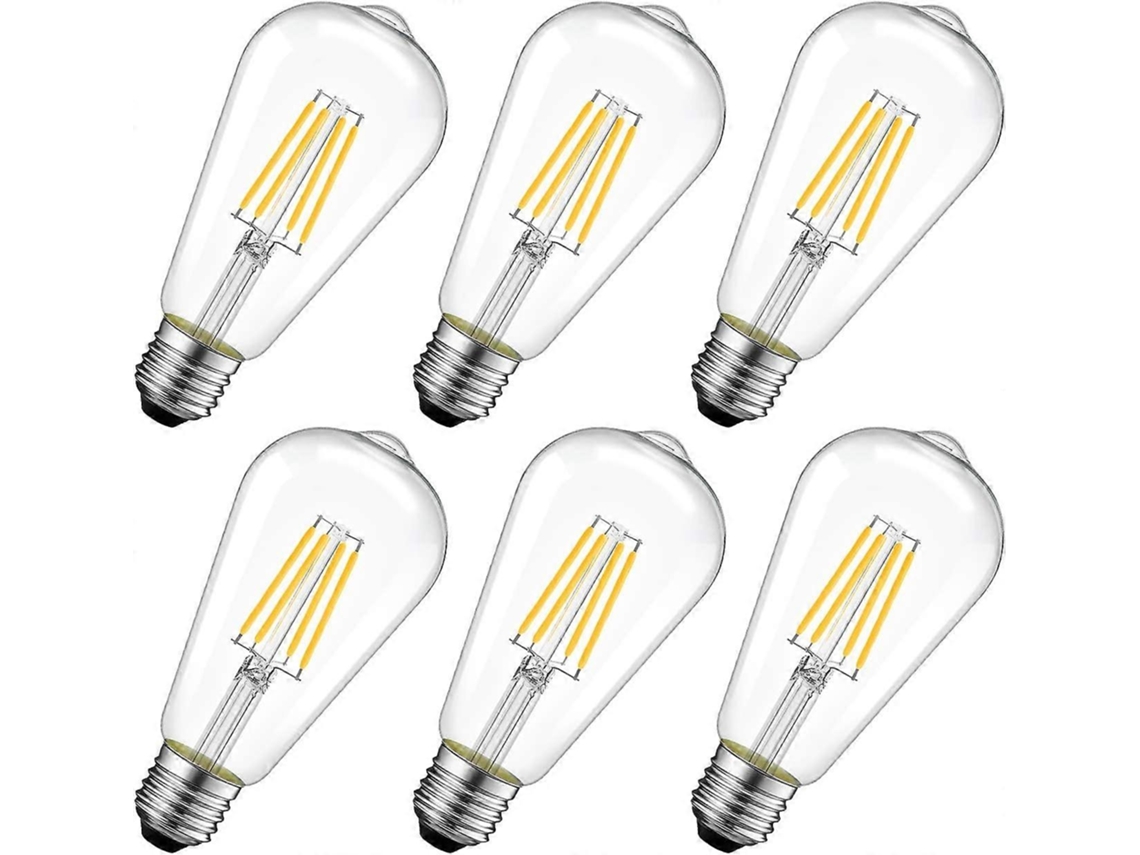 Rebe-bombilla Led Filamento 4w E27 St64 470lm 2700k Blanco Cálido Vintage No Regulable Paquete De 6