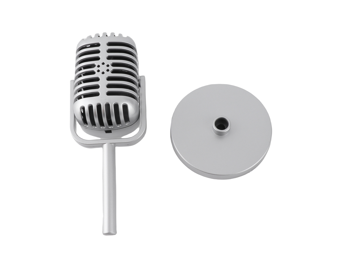 Micrófono De Propiedad Clásico Plástico Para Filmación Shows De Baile Práctica Karaoke Micrófono Falso Silver