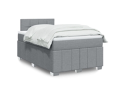 Cama Box Spring Con Colchón Tela Gris Claro 120x200 Cm