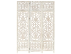 Divisória LOVELY HOME de Escultura de Mano de 3 Paneles en Madera Maciza Blanca (120 x 165 cm)