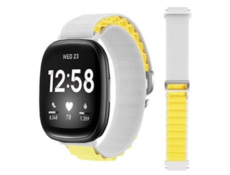 Correa Loop Alpine para Fitbit by Google Versa 3 Blanco y Amarillo