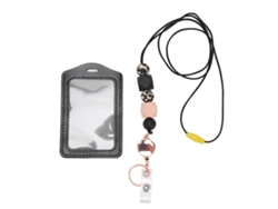 Cordón Retráctil De Silicona Con Portatarjetas Transparente Para Estudiantes Y Trabajadores - Rosa Carne A