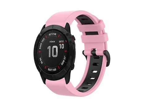 Correa para Garmin Fenix 6x 26 mm Correa de reloj deportiva de silicona bicolor rosa-negro VENISYMLIS