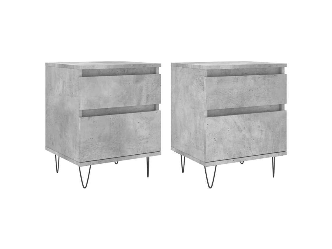 Maison Exclusive - Mesitas Noche 2 Uds Madera Ingeniería Gris Hormigón 40x35x50 Cm