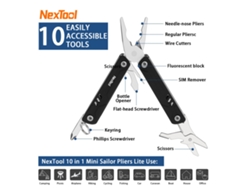 Negronextool Mini Sailor Alicates Lite 10 En 1 Multiusos Plegable Edc Tijeras Destornillador Portátil Exterior