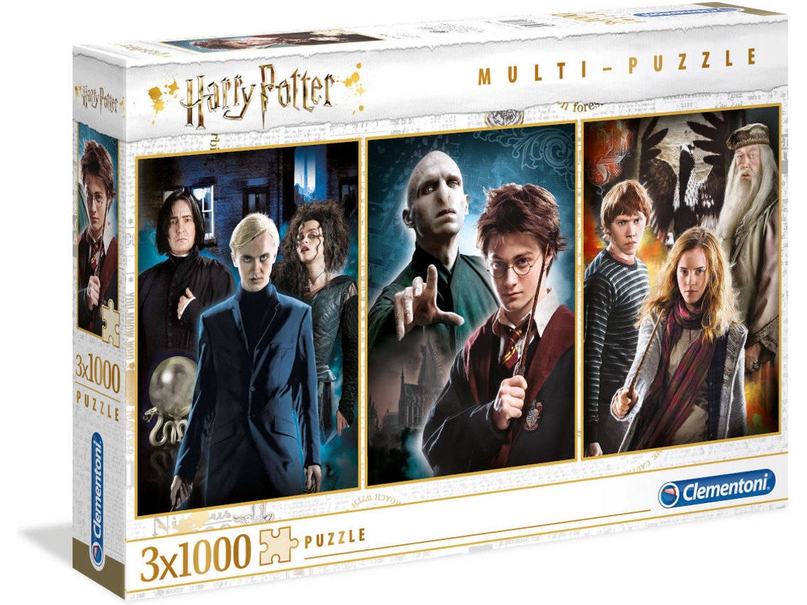 Set 3 Puzzles CLEMENTONI Harry Potter (Edad Mínima: 6 Años - 3 x 1000 Piezas)
