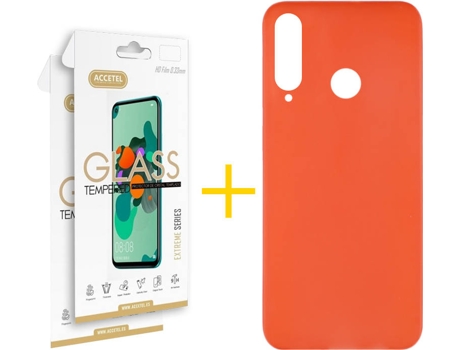 Kit Funda + 2 Protectores de Pantalla Huawei Y6P ACCETEL Liso (Rojo)