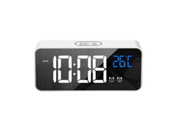 Despertador Electrónico Pantalla Grande Espejado, Alarma Doble, 13 Tonos-03
