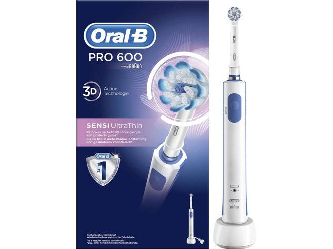 Cepillo de Dientes Eléctrico ORAL B PRO 600 Sensitive Azul (20.000 rpm)