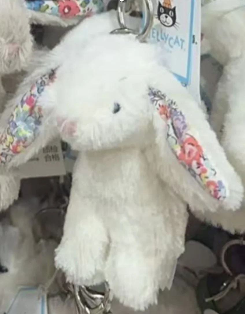 Llavero De Peluche De Conejo Blanco, Adorable Peluche De Animal. Adorno Para Bolso.