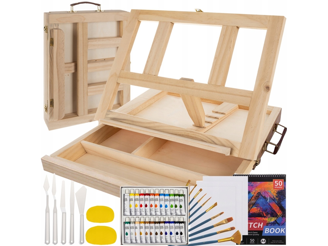 Caballete de madera para pintura y caja de almacenamiento NORTHIX