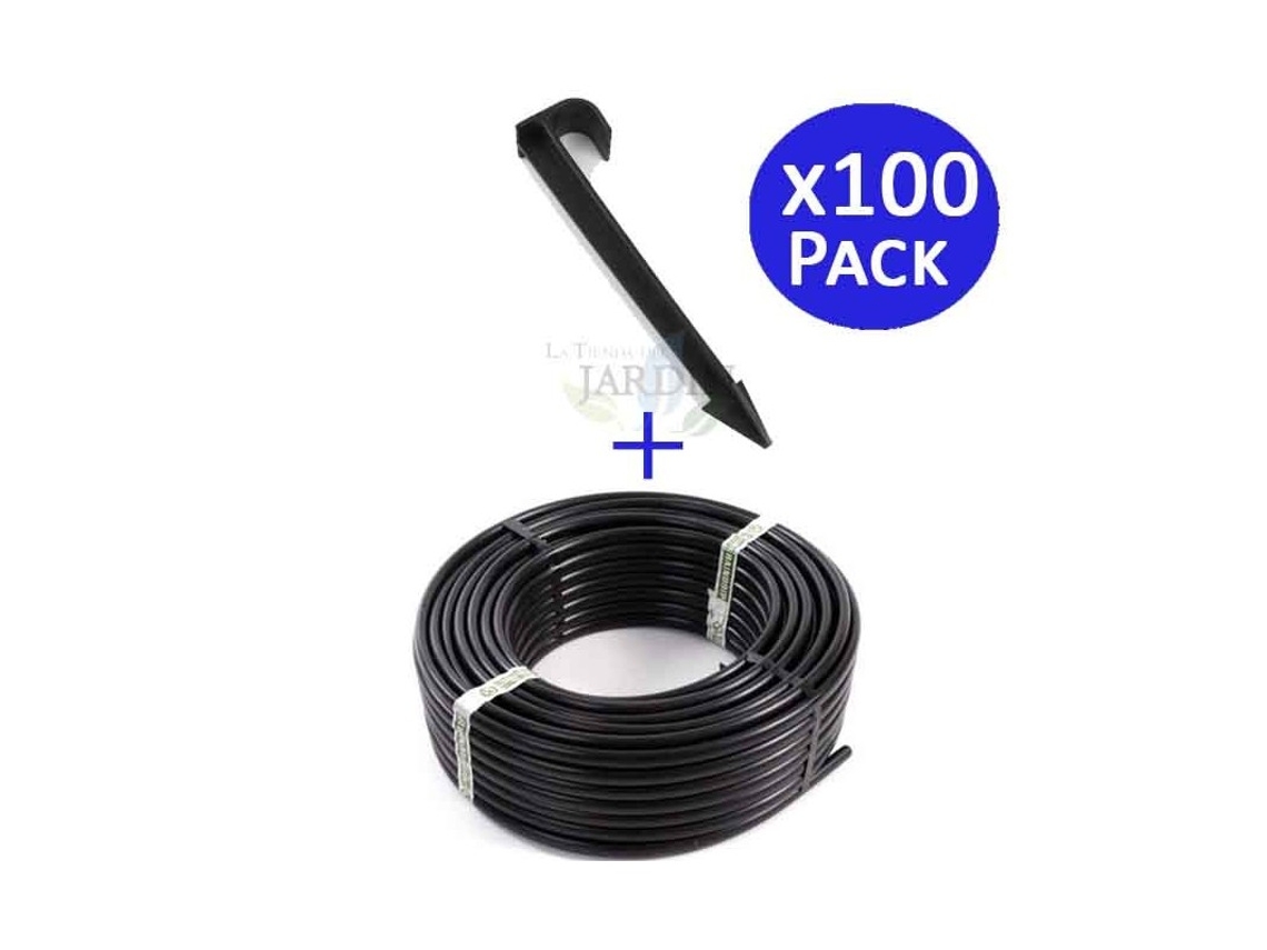 Tubería Goteo 16Mm X 100 Metros 100 Piquetas Estaca de Sujeción de Tubería de Goteo 16Mm SUINGA