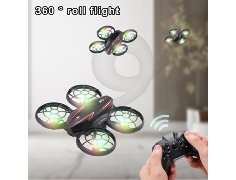 Mini dron anti-caída y anticolisión con luz fría (Duración de la batería: 6 min - Negro)