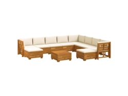 Maison Exclusive - Conjunto de sofás de exterior con cojines, 11 piezas, marrón