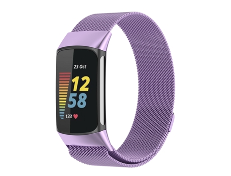 Correa de reloj de metal magnético Milano para Fitbit Charge 5 (púrpura claro)