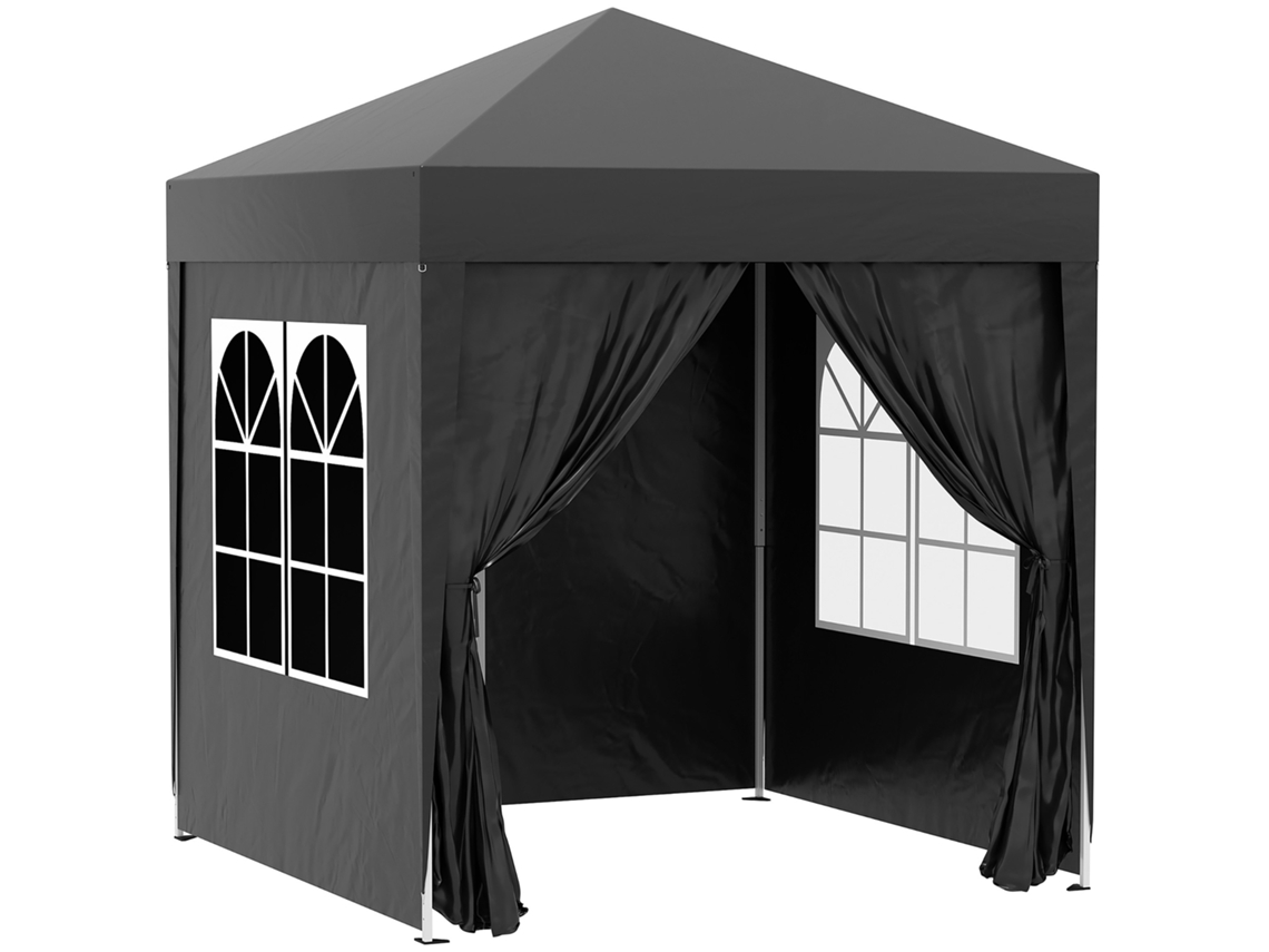 Tienda De Campaña Plegable De 2x2 M, Oxford Negra, 4 Paredes, Protección Uv.