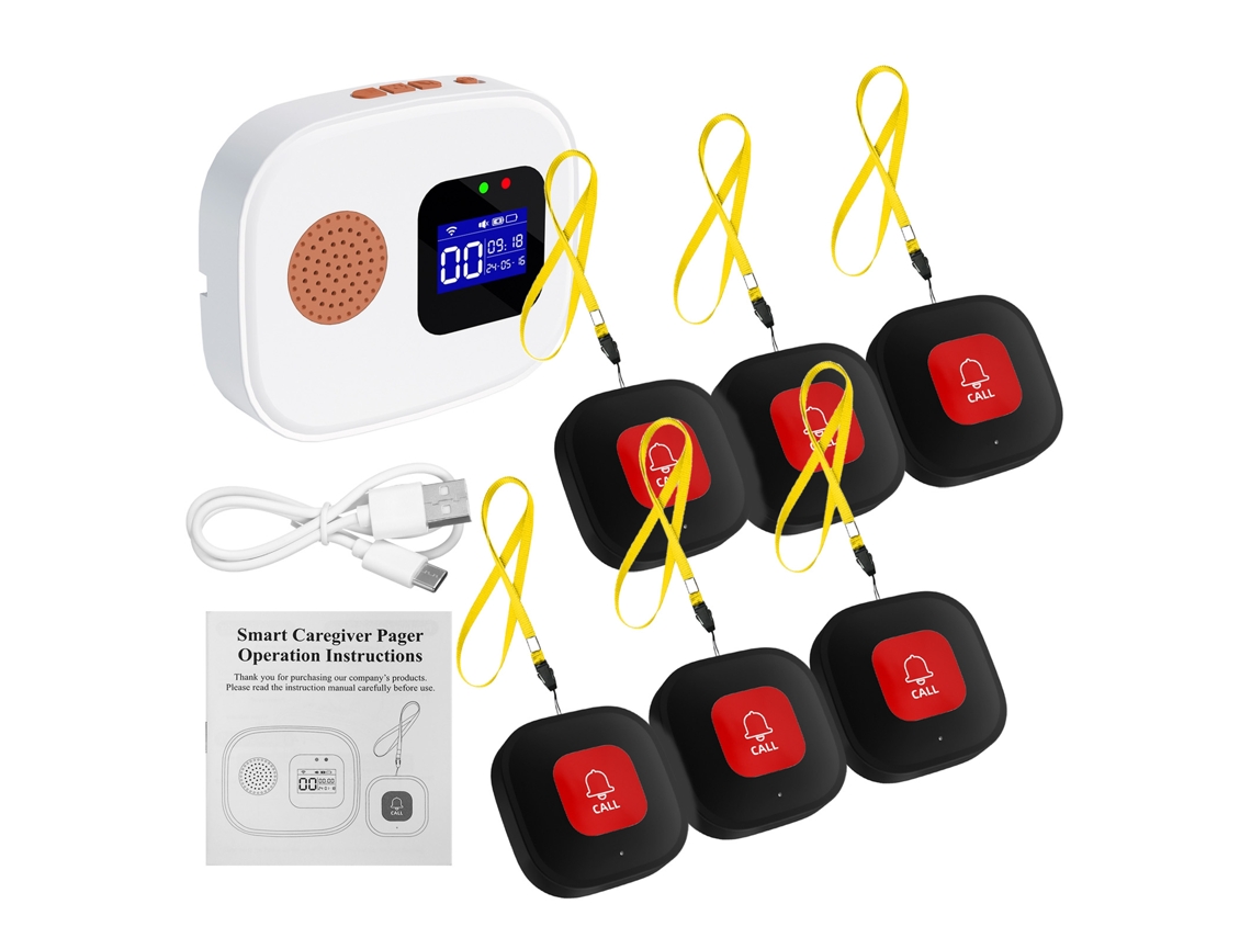 Batería De Llamadas Wi-fi Para Cuidadores Con 6 Botones, Pantalla Lcd Sos, Monitorización De Ancianos, Control Por Aplicación, 2,4 Ghz