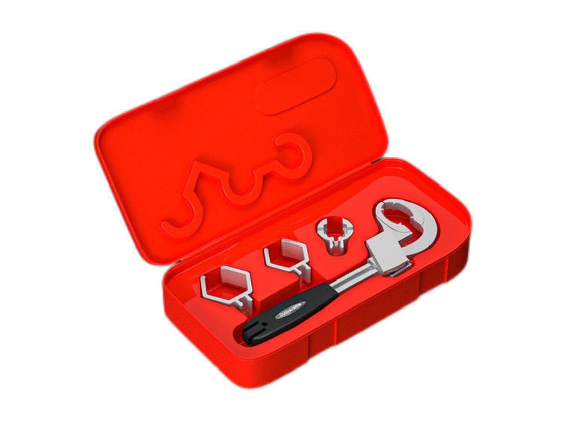 Llave inglesa ajustable ELORY de 80 mm para fregaderos y grifos con estuche.