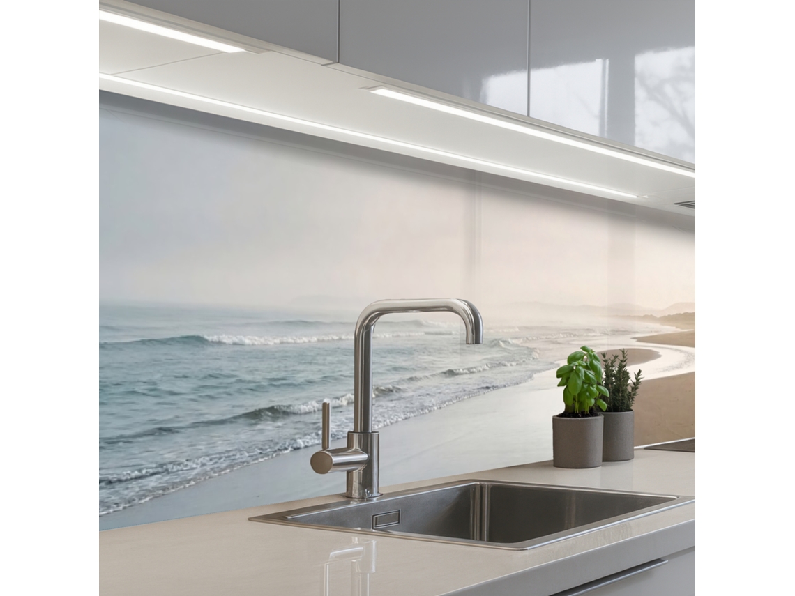 Paneles antisalpicaduras para cocina con diseño costero - Playa - Océano 300x60 cm