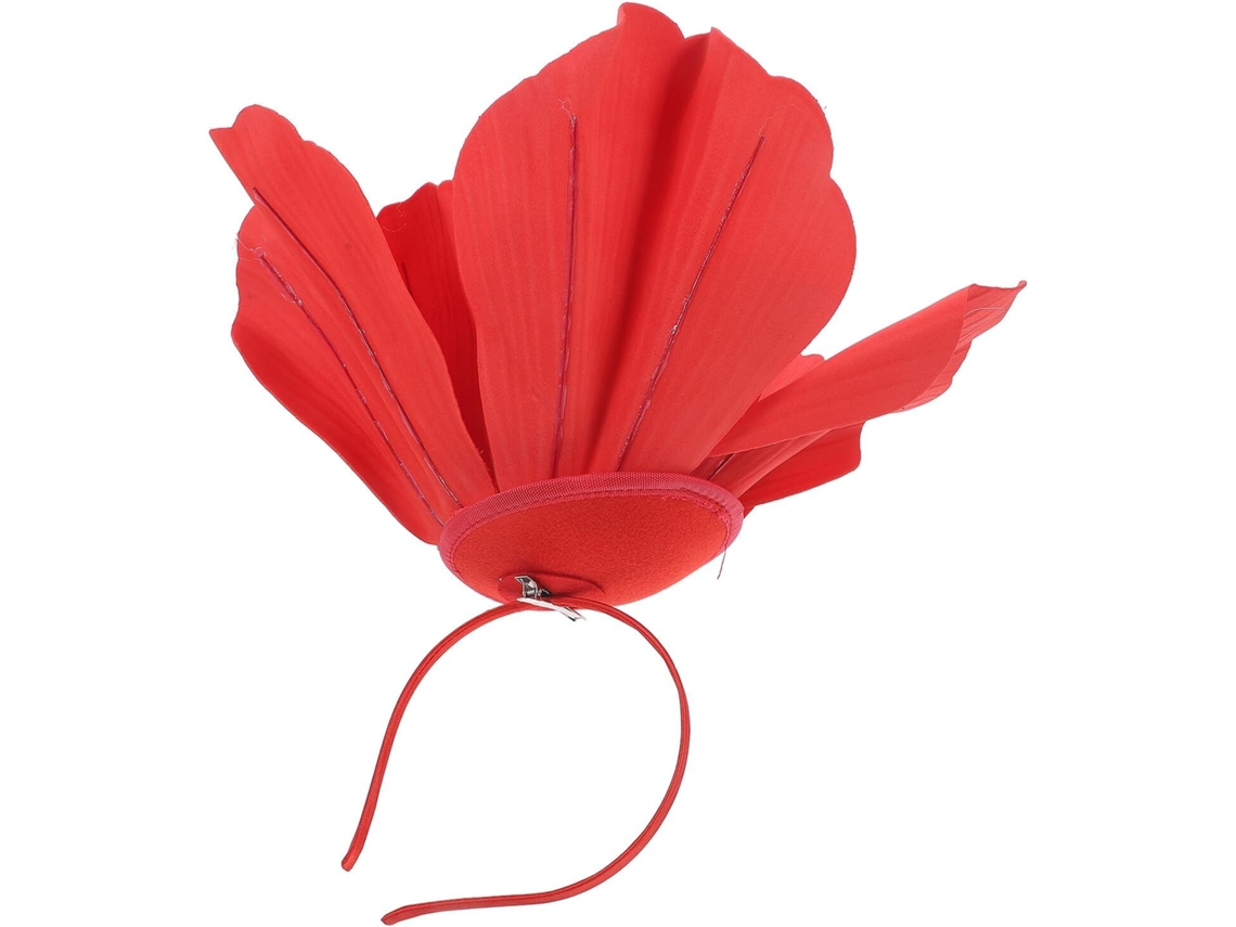 Diadema Para Mujer Con Una Gran Flor Roja En Un Tejido Cómodo Y Una Elegante Decoración Floral.